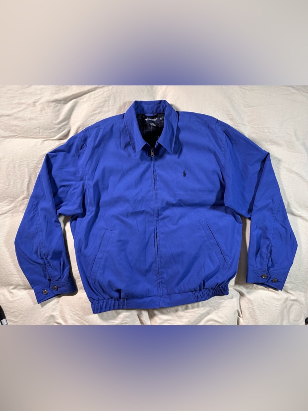 Polo Ralph Lauren Golf Royal Blue Medium Harrington Lined Full Zip Y2K RARE